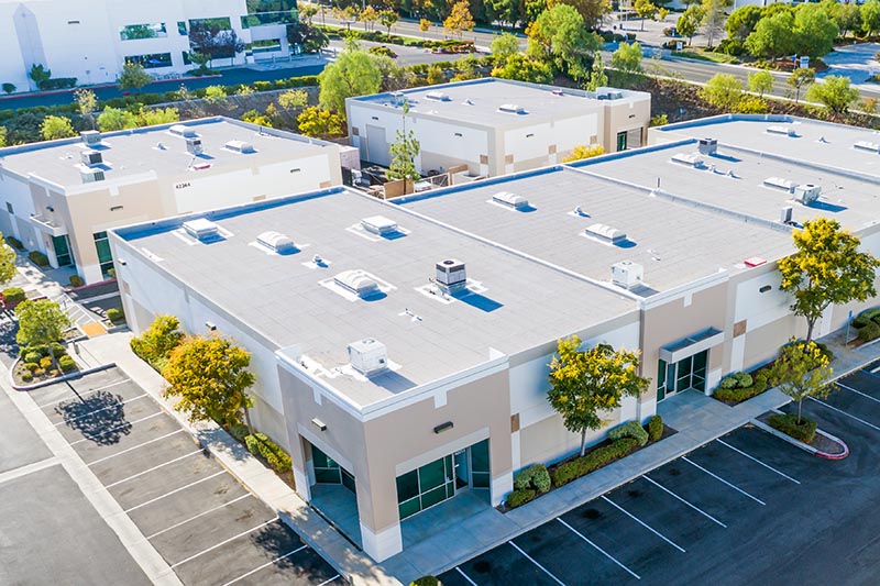 Aerial view of a commercial real estate property